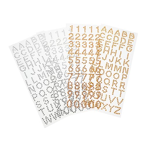 DOITOOL 4 Blätter Acryl Diamant Buchstaben Zahlen Sticker Selbstklebend Glitzernde Dekoration für Diy Scrapbooking Grußkarten Kunsthandwerk von DOITOOL