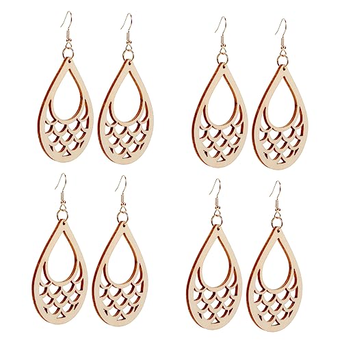 DOITOOL 4 Paare Hollow out Holzohrringe Unvollendete Ohrhänger Geometrische Pendants für Kreative Schmuckgestaltung für und Täglichen Gebrauch DOITOOL 4 Paare Hollow out Holzohrringe Unvollendete Ohrhänger Geometrische Pendants für Kreative Schmuckgestaltung für und Täglichen Gebrauch von DOITOOL