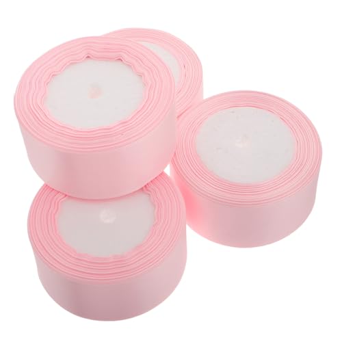 DOITOOL 4 Rollen Blumen Geschenkband Rosenblütenband Valentinstag-Satinband Band für Blumenstrauß elegante Bänder Satin -Stoffblumen Stoffblumenbögen Partyverpackungsband Polyester Rosa von DOITOOL