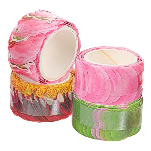 DOITOOL 4 Rollen Blumenförmiges Papierband DIY Dekoratives Klebeband für Notizbücher Handgefertigtes Klebeband für Bastelprojekte Farbige Abziehbare und Rückstandsfrei Haftende Klebebänder von DOITOOL