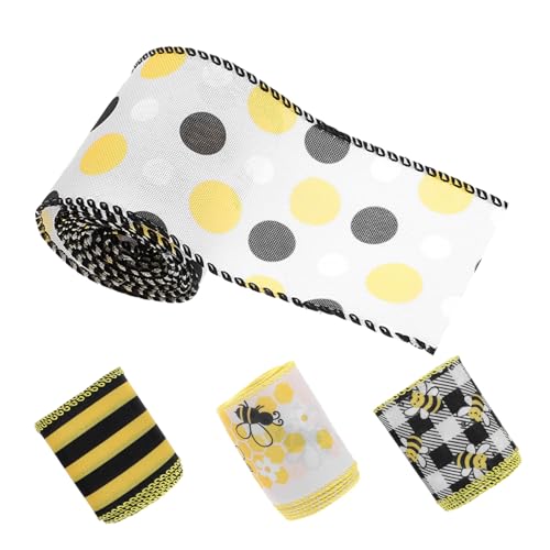DOITOOL 4 Rollen Bunte DIY bastelbänder im Bienenmuster Elegante Strapazierfähige Polyester geschenkband dekoration für Verpackung Handwerk Nähen und Heimdeko von DOITOOL