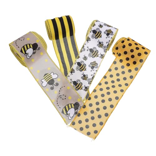 DOITOOL 4 Rollen Dekorative Geschenkband Breit für Diy Projekte Partydekoration Geschenkverpackungen Bienenmuster Farbenfroh und Langlebig von DOITOOL