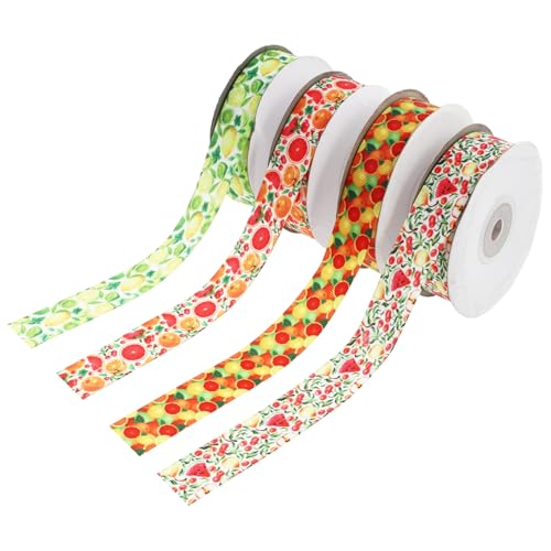DOITOOL 4 Rollen Diy Fruchtmuster Geschenkband Handgefertigtes Bogenband für Hochzeit und Dekoration Leicht und Langlebig für Verpackungen und Bastelarbeiten von DOITOOL
