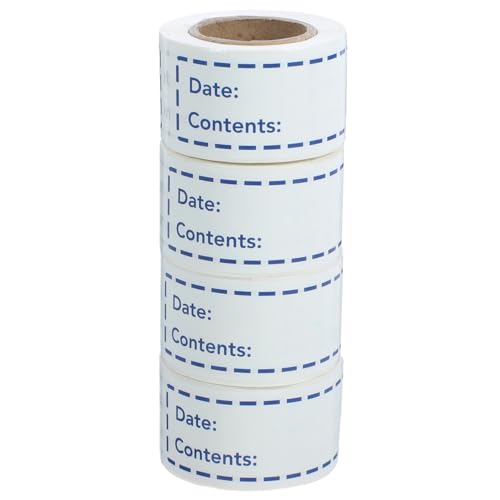 DOITOOL 4 Rollen Etiketten Für Einmachgläser Weiß Aufkleber Für Zutatenetiketten Lebensmitteletiketten, Aufkleber, Gefrierschrank Klebeetiketten Blue Kupferplattenaufkleber von DOITOOL