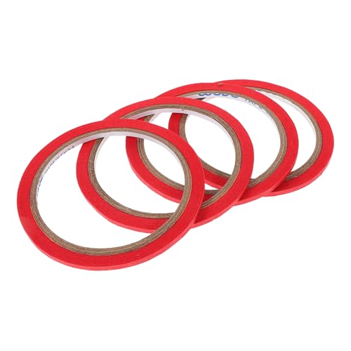 DOITOOL 4 Rollen Gerade Geschnittenes Band Künstler Klebeband Zum Dekorieren Dünn Dekoration Whiteboard-klebeband Abdeckband Streifen Weiß Trocken Abwischbares Klebeband Rot Papier von DOITOOL