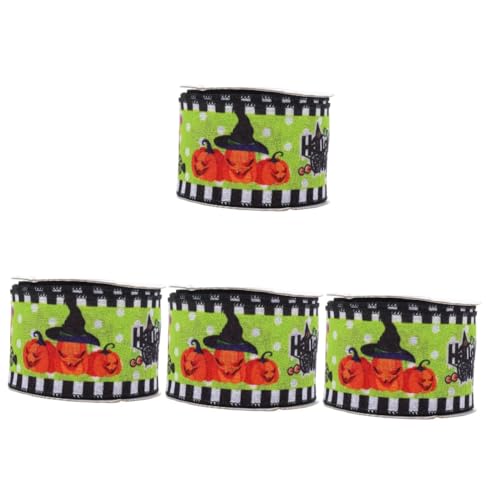 DOITOOL 4 Rollen Halloween Dekoband mit Drahtrand Satinband für Geschenkverpackung DIY Partydeko Langlebig und Farbecht für Halloween Geschenke und Partydekoration DOITOOL 4 Rollen Halloween Dekoband mit Drahtrand Satinband für Geschenkverpackung DIY Partydeko Langlebig und Farbecht für Halloween Geschenke und Partydekoration von DOITOOL