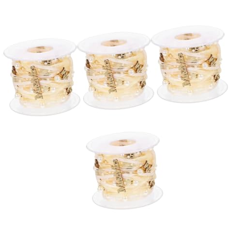 DOITOOL 4 Rollen Hochzeitsdekorationsband dekorativ Burgund Bogen Stoffbänder Hochzeitsdekorationen Party Verpackungsbänder Schleifenbänder selber machen Stoffband Hutband Polyester Golden von DOITOOL