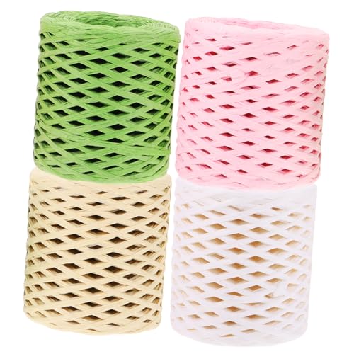 DOITOOL 4 Rollen Raffia Geschenkband Natürliche Bastelaccessoires für Diy Verpackungen Farbenfrohes Dekorationsmaterial Buchweizen für und Bastelprojekte von DOITOOL