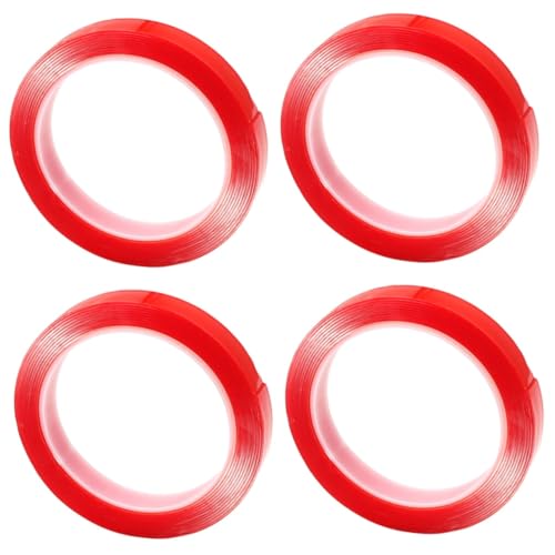 DOITOOL 4 Rollen Rotes Doppelseitiges Klebeband No Traces Sticker Hochleistungs Klebeband für Vielseitige Anwendungen von DOITOOL