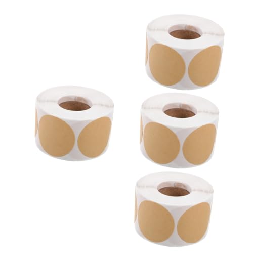 DOITOOL 4 Rollen Runde Selbstklebende Namensetiketten aus Kraftpapier Beschriftungsaufkleber für und Klassifizierung Teiliges Hochwertige Selbstklebende für Einfache Anwendung von DOITOOL