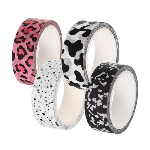 DOITOOL 4 Rollen Scrapbooking Washi Tape mit Retro Kuh und Leopardenmuster Leichtes Dekoratives Klebeband für DIY Journaling Tagebuchgestaltung und Bastelbedarf DOITOOL 4 Rollen Scrapbooking Washi Tape mit Retro Kuh und Leopardenmuster Leichtes Dekoratives Klebeband für DIY Journaling Tagebuchgestaltung und Bastelbedarf von DOITOOL