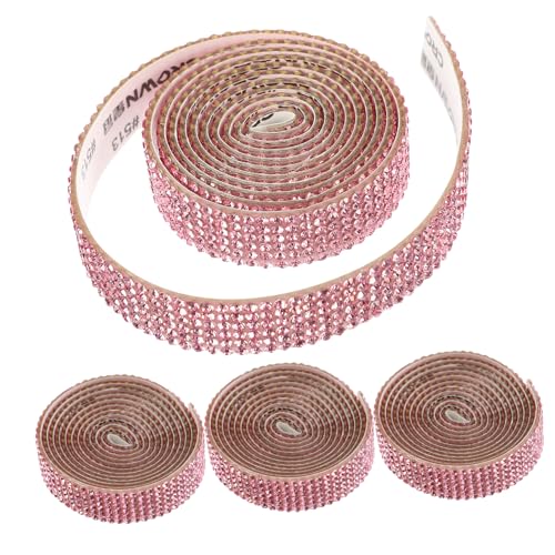 DOITOOL 4 Rollen Selbstklebende Strass Applikation für Gürtel Reihige Rosa Glitzersteine Breit Dekorativer DIY Aufbügler für Brautkleider Handgemachte Kleidung Reparatur und DOITOOL 4 Rollen Selbstklebende Strass Applikation für Gürtel Reihige Rosa Glitzersteine Breit Dekorativer DIY Aufbügler für Brautkleider Handgemachte Kleidung Reparatur und von DOITOOL