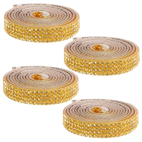 DOITOOL 4 Rollen Selbstklebendes Strassband Reihig Breit Glitzerband für Geschenkverpackung Kleidung Basteln Schmuckherstellung Funkelndes Dekoband von DOITOOL
