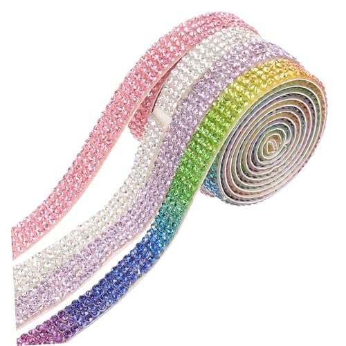 DOITOOL 4 Rollen Selbstklebendes Strassband Resin Rhinestone Ribbon Glitzerndes Schmuckband DIY Dekoration Bastelband für Textilien Kleidung Handwerk DOITOOL 4 Rollen Selbstklebendes Strassband Resin Rhinestone Ribbon Glitzerndes Schmuckband DIY Dekoration Bastelband für Textilien Kleidung Handwerk von DOITOOL