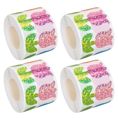 DOITOOL 4 Rollen Umschlag-Siegelaufkleber: Tulpenblumen-Aufkleberrolle für Umschläge – kleine Haushalts-Klebeetiketten zum Verpacken von Geschenken (500 Stück/Rolle) von DOITOOL
