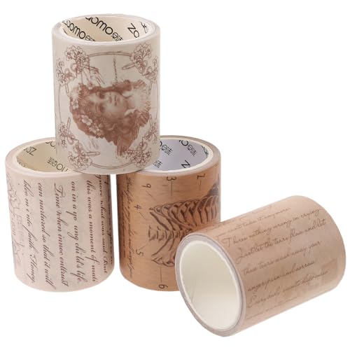 DOITOOL 4 Rollen Washi Tape Japanisches Papier Klebeband mit Vintage Mustern für Scrapbooking Diy Projekte und Journaling Selbstklebendes Dekoband von DOITOOL