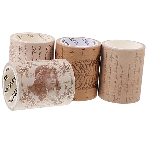 DOITOOL 4 Rollen Washi Tape Selbstklebendes Dekorationsklebeband für Diy Scrapbooking Vintage Designs Retro Skelett Pflanzen Gedichte Engel für Journaling und Projekte von DOITOOL