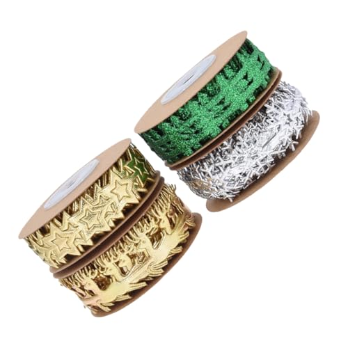DOITOOL 4 Rollen Weihnachtsglitzerband mit Geprägten Rentier Schneeflockenmuster Festliches Geschenkband für Geschenkverpackung Diy-weihnachtsdekorationen und Party-accessoires DOITOOL 4 Rollen Weihnachtsglitzerband mit Geprägten Rentier Schneeflockenmuster Festliches Geschenkband für Geschenkverpackung Diy-weihnachtsdekorationen und Party-accessoires von DOITOOL