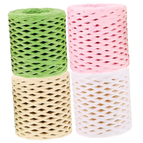 DOITOOL 4 Rollen verpackung Band Juteband aus Sackleinen dekorativ Garnband Strohkorte Bastband Geschenkbänder ein Verpackungsband weihnachtsverpackungsband von DOITOOL