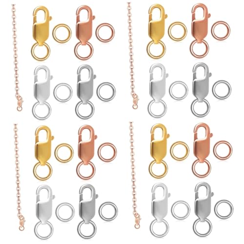 DOITOOL 4 Sätze Armbandzubehör Schnalle Schlüsselwort Stichworte Hummerschere Schließe Schmuck Verschluss Karabinerverschlüsse Klaue Geschlossene Biegeringe Sprungringe S925 4 Stück * 4 von DOITOOL
