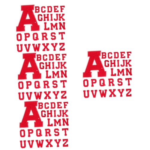 DOITOOL 4 Sätze Brief Sticklogo Flecken Sortiert Bestickt Patch Flicken Nähen Flicken Zum Aufbügeln Austauschbare Hutflicken Bügelflicken Für Kleidung Handtuchstickerei Rot 26 Stück * 4 von DOITOOL