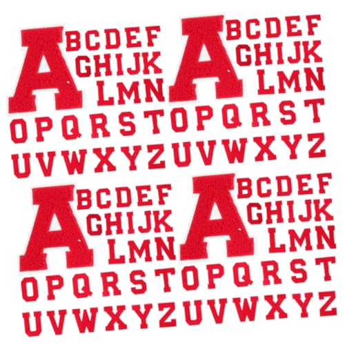 DOITOOL 4 Sätze Brief Sticklogo Flicken Für Kleidung Dekorativ Sortiert Patch Flicken Nähen Kleidung Dekoration Gestickte Bügelspitzen Applikationen Handtuchstickerei Rot 26 Stück * 4 von DOITOOL