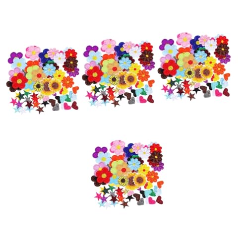 DOITOOL 4 Sätze Farbenfroher Gestickter Stofffleck Flicken Aufnähen Sticken Bestickt Stickerei Bügeln Bunt Tasche Gestickte Bügelspitzen Applikationen Süße Aufnäher Stickgarn 71 Stück * 4 von DOITOOL