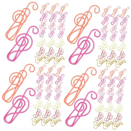 DOITOOL 4 Sätze Farbige Büroklammern Musiknotiz Formpapierverschluss Musical Notes Lesezeichen Clips Musikalische Papierklammern Lesezeichenklammern Aus Papier Zufällige Farbe 60 Stück * 4 von DOITOOL
