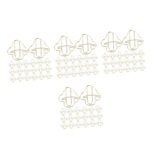 DOITOOL 4 Sätze Goldene Büroklammer Clips Pilz-bürobedarf Geformte Papiernadeln Mini-büroklammern Dekorative Büroklammern Office-lesezeichen Dekorative Papierklammern Eisen 20 Stück * 4 von DOITOOL