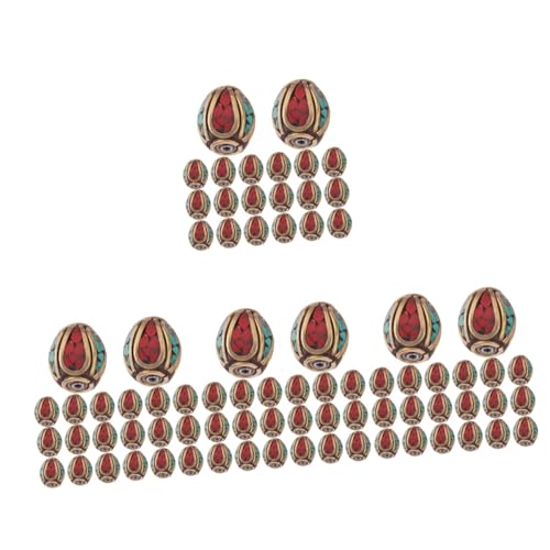 DOITOOL 4 Sätze Handgefertigte Nepal Messing Spacer Beads Mit Türkis Für Diy Schmuckherstellung Für Armbänder Und Für Bastelprojekte Und Geschenkideen 20 Stück * 4 von DOITOOL