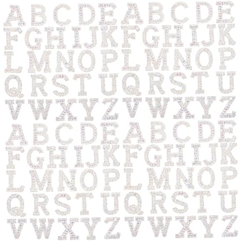 DOITOOL 4 Sätze Heiße Diamant-buchstabenaufkleber Alphabet Stich Buchstaben-chenille-aufnäher Applikationen Stickbuchstaben Für Stoff Gepatcht Brief Name Strasssteine Silber 26 Stück * 4 von DOITOOL