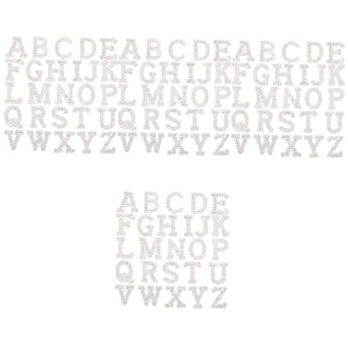 DOITOOL 4 Sätze Heiße Diamant-buchstabenaufkleber Patch Brief Königlich Stich Alphabet Buchstaben Für Stoff Applikationen Funkelnd Flecken Kleidung Blenden Silber Strasssteine 26 Stück * 4 von DOITOOL