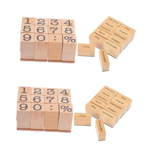 DOITOOL 4 Sätze Holz Digitales Siegel Datum Journal -briefmarken Planer Stempel Scrapbooking Scrapbooking -briefmarken Scrapbooking-holzstempel Datumsstempel Vintage-stempel Gummi von DOITOOL