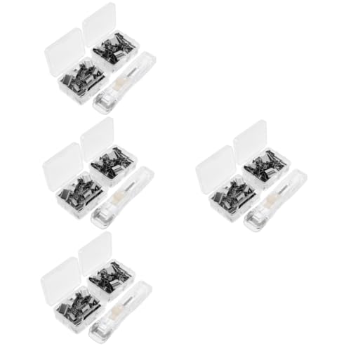 DOITOOL 4 Sätze Kompakter Hefter mit Wiederverwendbaren Klammern Transparenter Klammerspender für Büro und Zuhause für Dokumente und Snacks Transparent Nachfüllklammern von DOITOOL