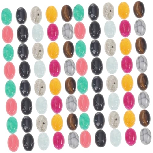DOITOOL 4 Sätze Natürliche Cabochons Perlen Jade Flache Ovale Edelstein Cabochons Für Diy Schmuck Für Bastelprojekte Und Schmuckherstellung Zufällige Farbe 20 Stück * 4 von DOITOOL