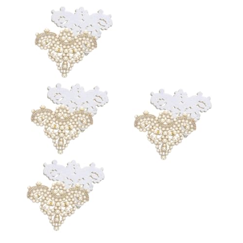 DOITOOL 4 Sätze Perle Schuhblume Dekoration Kleidung Patch Perlenflecken Nähen Perlenapplikation Applikationen Für Schuhe Fleckendekor Für Schuhe Künstliche Perle Golden 2 Stück * 4 von DOITOOL