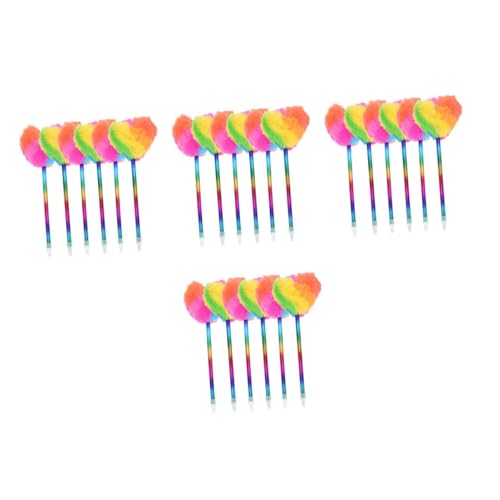DOITOOL 4 Sätze Plüsch Liebesballpoint Stift Süße Stifte Rosa Stifte Party Karikatur Geformt Puff Regenbogen-gelstifte Mehrfarbiger Kugelschreiber Süß Bauschige Stifte Plastik 6 Stück * 4 von DOITOOL