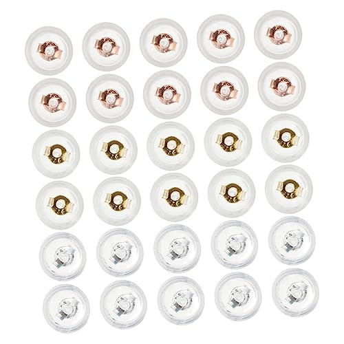 DOITOOL 4 Sätze Silikon Ohrring Verschlüsse Transparente Ohrstopper Für Ohrstecker Und Roségold Sicher Und Langlebig Für Ohrringe 30 Stück * 4 von DOITOOL