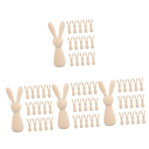 DOITOOL 4 Sätze Teiliges Diy Holzkaninchen Figuren Unbehandeltem Holz Holzhandwerk Für Dekoration Bastelarbeiten Und Gestaltung Für Zuhause Und Feste 16 Stück * 4 von DOITOOL