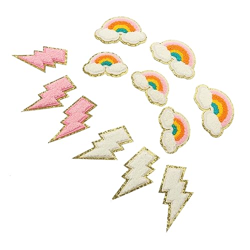 DOITOOL 4 Sätze Teiliges Kreative Regenbogen Bügel Und Näh Patches Für Kleidung Für Diy Projekte Dekoration Von Taschen Jeans Und Mehr Weiße Rosa Kleine Und Große Regenbogen 12 Stück * 4 von DOITOOL