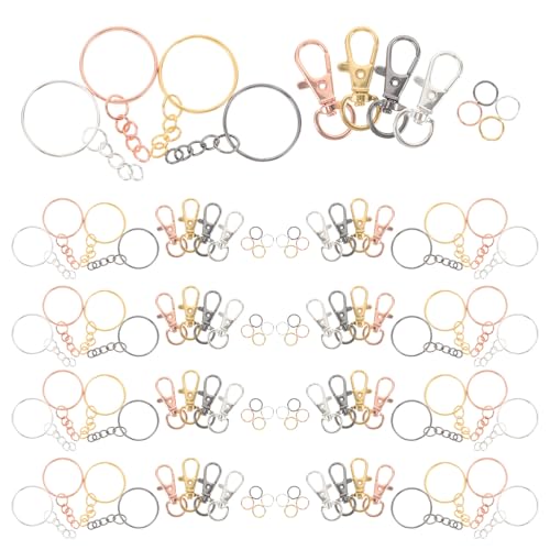 DOITOOL 4 Sets Schlüsselanhänger-Bastelset: Schlüsselanhängerringe zum Basteln, Metall-Karabinerverschluss, Eisen-Schlüsselring-Bastelset mit Ketten zum Basteln von Schlüsselanhängern von DOITOOL