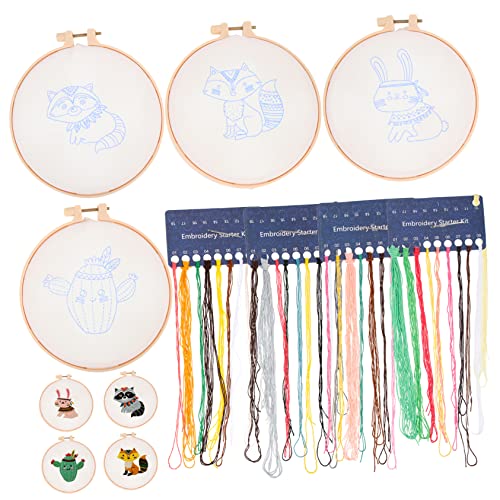DOITOOL 4 Sets Stickmaterial Kreuzherstellungszubehör Anfänger Für Hand Kit Kinderstickerei Kinderstickerei Polyester von DOITOOL