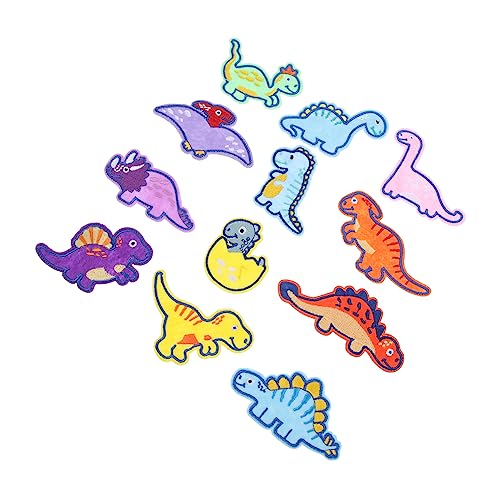 DOITOOL 4 Stück 2 Cartoon Dinosaurier -Stoffaufkleber gestickte Aufnäher Kleidung Applikationen Stickerei-Patch-Material Dinosaurierstoff nähen süße Aufnäher Stickereiflecken Polyester von DOITOOL