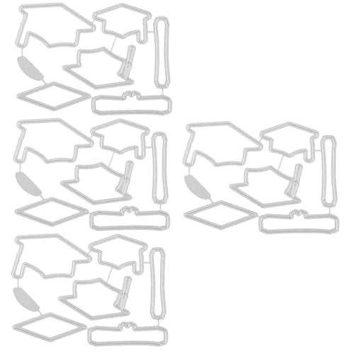 DOITOOL 4 Stück Bachelor -hutmesserform Schnitt Stirbt Handwerk Schneiden Sterben Stanzformen Stanzform Zum Thema „abschluss“. Kappe Geschnitten Silver Rostfreier Stahl von DOITOOL