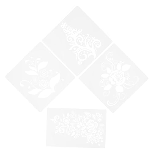DOITOOL 4 Stück Blumende dekorative Vorlage Schablone malen Malschablonen Wände Blumen dekorative Schablonen Kunst wiederverwendbare Blumenschablonen Wandmalerei Vorlage das Haustier Weiß von DOITOOL