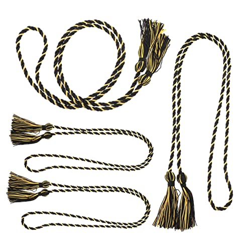 DOITOOL 4 Stück Ehrenschnüre für Abschlussfeier Lange Schwarze und Goldene Quasten Graduierungsfotos und Dekorationen für Bachelor Absolventen und Feierlichkeiten von DOITOOL