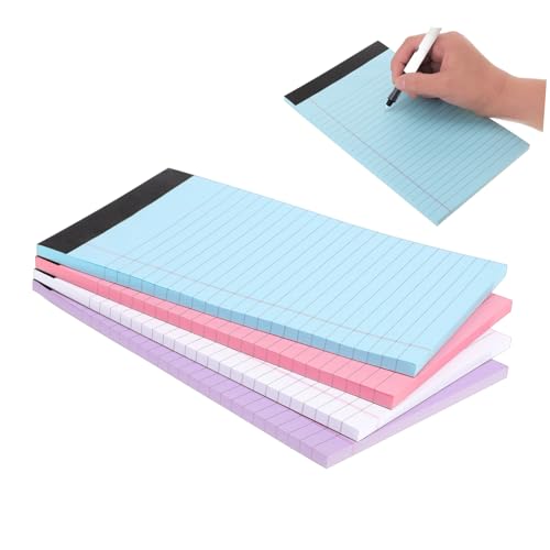 DOITOOL 4 Stück Farbiger Notizblock klein Pastell Schreiben bunter Notizblock Hochschule Notizbilder Pads juristisches Papier farbige Notizkarten legale Blöcke Notizbücher College -Vorräte von DOITOOL