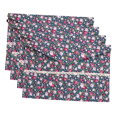 DOITOOL 4 Stück Filz Dokumentenmappe Teilig Floral Muster Organizer für Büro und Zuhause Dunkelblau für Wichtige Unterlagen Leicht und Tragbar von DOITOOL
