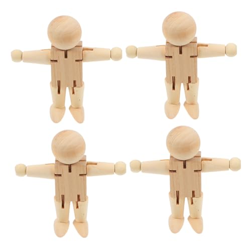 DOITOOL 4 Stück Holzfiguren Roboter Aus Holz Dekoratives Malspielzeug Zeichenmodell Figur Aus Naturholz Körperkünstler Schaufensterpuppe Posing Figur Malen Sie Ihren Eigenen von DOITOOL