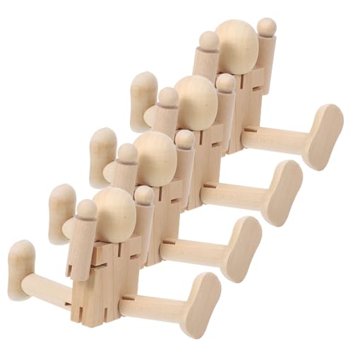 DOITOOL 4 Stück Holzroboter Gelenkmodell aus Holz dekorative Steckpuppe DIY Puppenmenschen Schaufensterpuppe aus Holz unfertige Puppenkörper Bemalbare Roboterkörperfiguren Holzpuppe Beige von DOITOOL